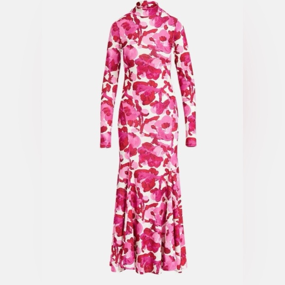 essentiel antwerp hewing midi dress Dark blue stretch-jersey midi dress with floral print